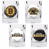 NHL Boston Bruins Four Piece Square Shot Glass Set (Individual Logos)