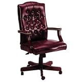 Boss Traditional Executive Oxblood Vinyl Chair With Mahogany Finish Oxblood