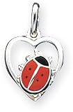 Enamel Ladybug In Heart Charm, Sterling Silver