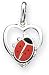 Enamel Ladybug In Heart Charm, Sterling Silver