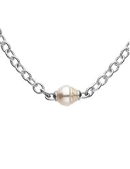 Sterling Silver Circle Pearl Necklace -- LIFETIME WARRANTY