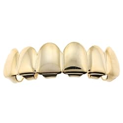Gold Plated Grillz/Metal Teeth (TOP) - Includes Fitting Piece and Protective Case
