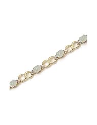 14K Yellow Gold Oval Opal and Diamond Bracelet