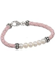 Honora "Girls" White Freshwater Cultured Pearl and Pink Leather Bracelet, 6"