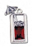 Solid Sterling Silver Tropical Drink Charm