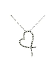 Sterling Silver Floating Diamond Heart Necklace With 18 Inch Chain