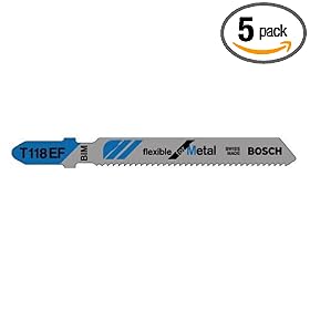 BOSCH T118EF 3" 18 TPI Bi-Metal Bosch Shank Jigsaw Blade 5 Pack