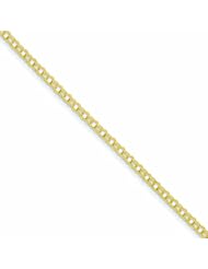 14K Gold 3mm Solid Double Link Charm Bracelet 7 Inches
