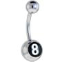 Black and White Eight Ball Logo Belly Button Ring