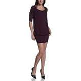 Necessary Objects Juniors'  Banded Bottom Dress,Plum,Large
