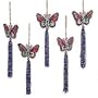 Beaded ornaments, 'Royal Butterfly' (set of 5)