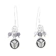 Small Round Raised Lotus Flower Dangle Earrings in Sterling Silver with Iolite Gemstone Beads, #8182