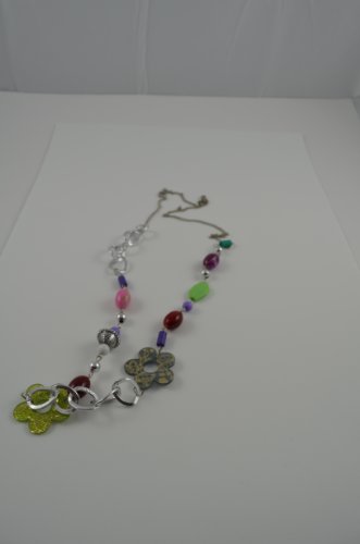 Necklace noclasp long beads flowers MULTI