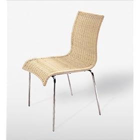 Euro Style 0-1110 Lani Side Natural Rattan Chrome 4 Pack 