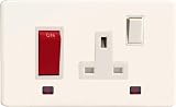 Varilight - 45A Cooker Panel (with 13A Switched Socket) And With Neon Dimension Screwless Premium White - XDQ45PNWS