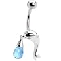 925 Sterling Silver Aqua Dolphin Briolette Belly Ring