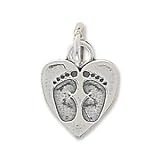Heart Charm with Baby Footprints Sterling Silver
