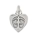 Heart Charm with Baby Footprints Sterling Silver
