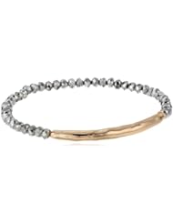 Kensie Gold-Plated Skinny with Hematite Beads Stretch Bracelet, 8"
