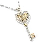 Sterling Silver / Platinum & 18K Vermeil Diamond Key Pendant w/ Chain