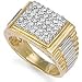 Jewelco London 9ct Solid gold hand finished men's square shaped cubic zirconia set cluster Ring