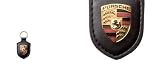 Porsche Black Leather Crest Key Chain
