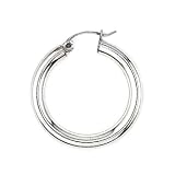 925 Sterling Silver Rhodium Plated Hoop Earrings