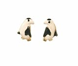 14 KT Yellow Gold Penguin Enamel Stud Earrings