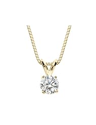 Premium Quality Diamond Solitaire Pendant Necklace 1/5 Carat (ctw) in 14K Yellow Gold with Chain