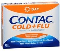 Contac Cold Plus Flu Maximum Strength Non-drowsy Formula - 24 Caplets, 3 Pack