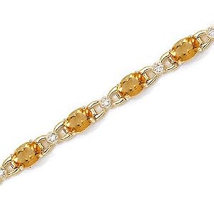 14kt Yellow Gold Diamond and Oval Citrine Bracelet 10ct TW by