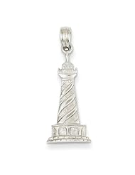 14k White Gold Lighthouse Pendant