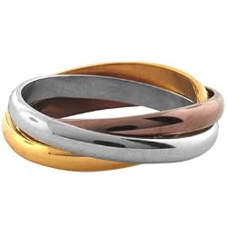 Inox Jewelry Women's Tri Color 316L Stainless Steel Ring