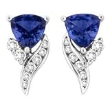 14k White Gold Tanzanite and Diamond Earrings 1.05 TCW