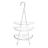 Aquatico Metal Wire 2-Tier Crescent Style Hanging Shower Caddy and Hooks, Chrome Finish by AQUATICO