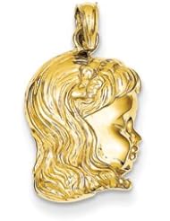 Genuine IceCarats Designer Jewelry Gift 14K Girl Head Pendant