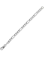 14K Solid White Gold Figaro Chain Bracelet 4mm (5/32 in.) - 7.5 in.