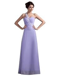 A-line Natural   Waistline One Shoulder Lace Floor Length Chiffon Prom Dress 