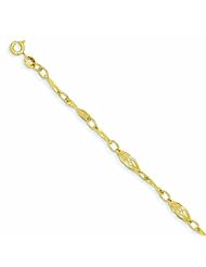14K Gold Polished Fancy Link Bracelet 7.5 Inches