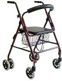 Rollator - Push Down Brakes. Metallic Burgundy.
