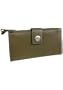 Women's Double Zip Tab Clutch Leather Checkbook Wallet: Green