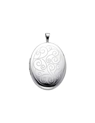 Sterling Silver Engraved Locket Pendant (1" or 25mm Height)