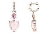 10 1/3 Carat Rose Quartz, Pink Sapphire and Diamond 14K Pink Gold Earrings