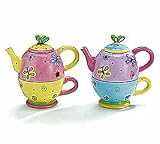 BUTTERFLY Tea for One TEAPOT FLOWER cup set pot party