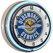 Oldsmobile Service, Neon Clock, Bright Double 18 inch Neon