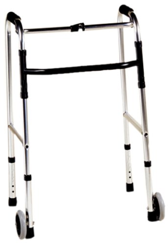 ITA-MED Deluxe 1-inch Folding Walker with 5-inch Wheels and 2 Buttons
