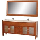Daytona 71 Double Bathroom Vanity Set with Ivory Marble Countertop - Cherry w/ Drawers