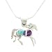 Southwestern Turquoise, Sugilite and Lapis Inlaid Horse Pendant in Sterling Silver by Native American Artist Calvin Begay on 18" Sterling Snake Chain , #7779