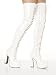 5 Inch Sexy Thigh High Boot Stack Heel w/ 1 1/2 Inch Platform White Stretch Patent image 1