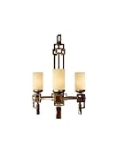Varaluz 167C03 Noir 3-Light Chandelier, Kolorado Finish with Tea Stained Creamy Glass Shades, 18-Inch by 23-3/4-Inch